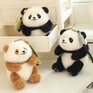 Kawaii Giant Panda Plush Keychain Toy Cute Stuffed Animal Bear Plushies Mini Pandas Fubao Qizai Doll Soft Kids Toys Pendant Gift