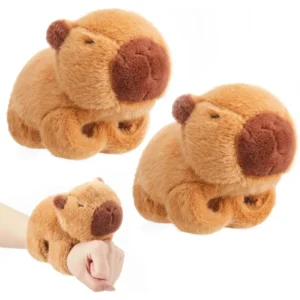Cute Capybara Plush Toy with Clapping Bracelet, Wearable on Wrist, Novelty Christmas and New Year Gift Decoration
