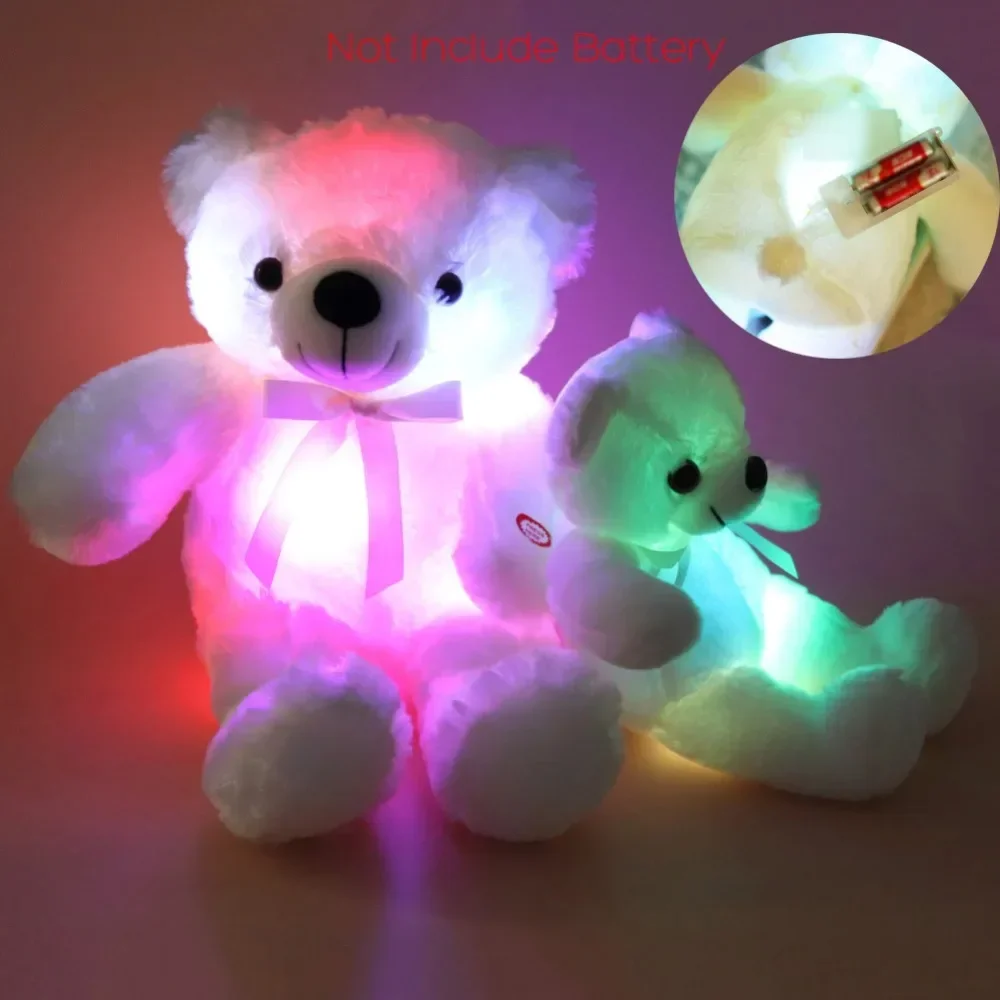 Cute 30cm Creative Light Up LED Teddy Bear Stuffed Animals Plush Toy Colorful Glowing Teddy Bear Christmas Gift for Kids - Image 3