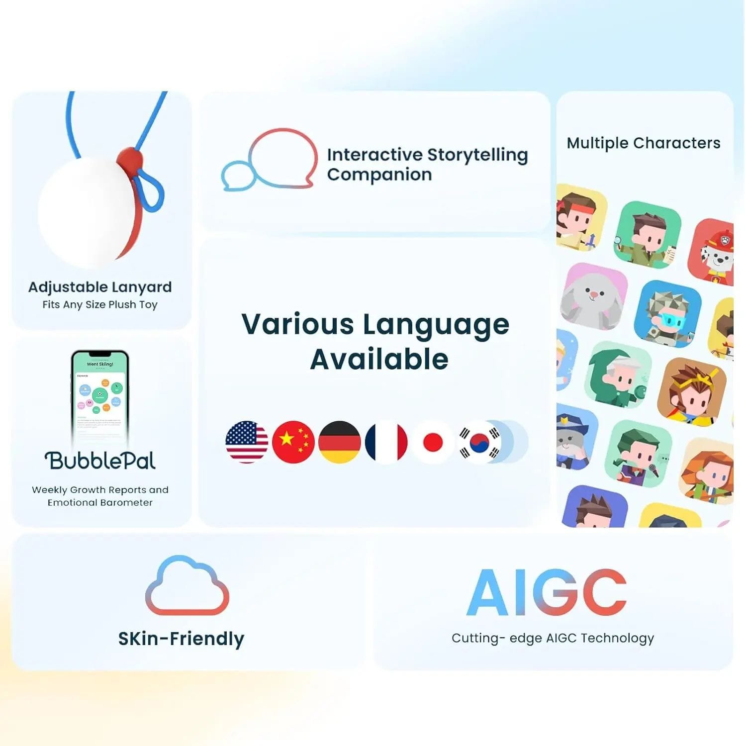 Interactive AI Toy,Bring Fun Learning Companionship to Kids,AI Companion Toy,Wearable to Any Plush Toy,Birthday Gift for Kids - Image 2